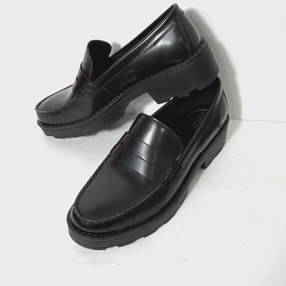 Born Black Leather Chunky Loafer Womens 10 Lug Sole Preppy Academia Minimalist - Picture 2 of 11